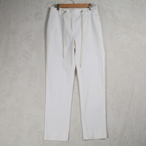 Eleventy Womens White Drawstring Waist Straight Leg Pants Made in Italy Size M